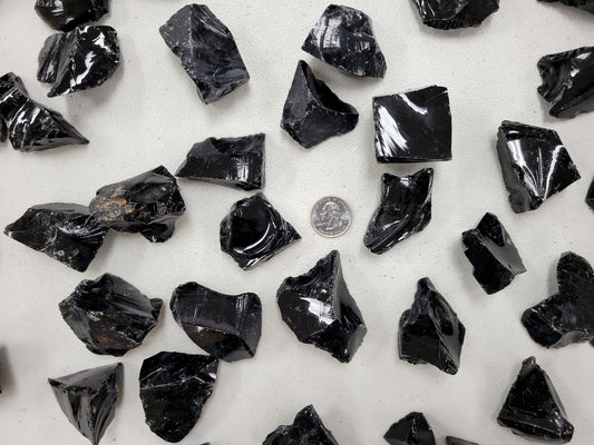 Black Obsidian Stone Chunks - Bulk Raw Crystals
