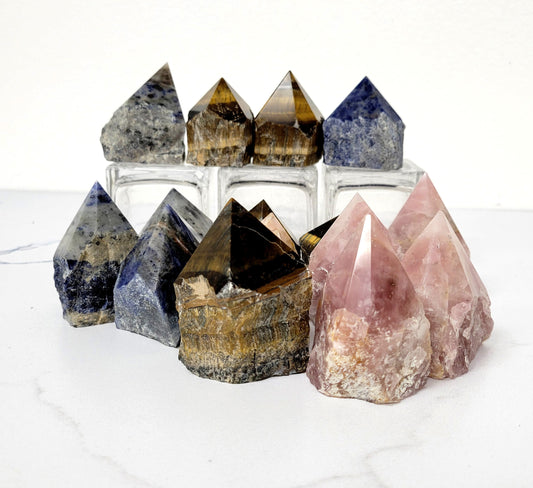 Raw Semi-Polished Top Point Crystal Towers