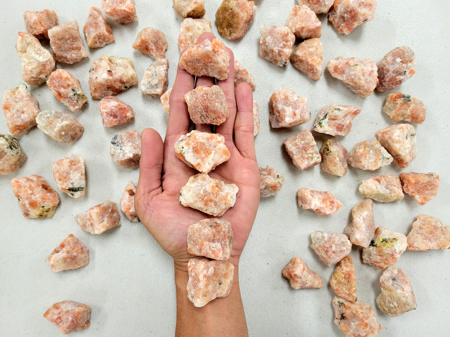 Orange Sunstone Crystals - Raw Rough Stones Bulk