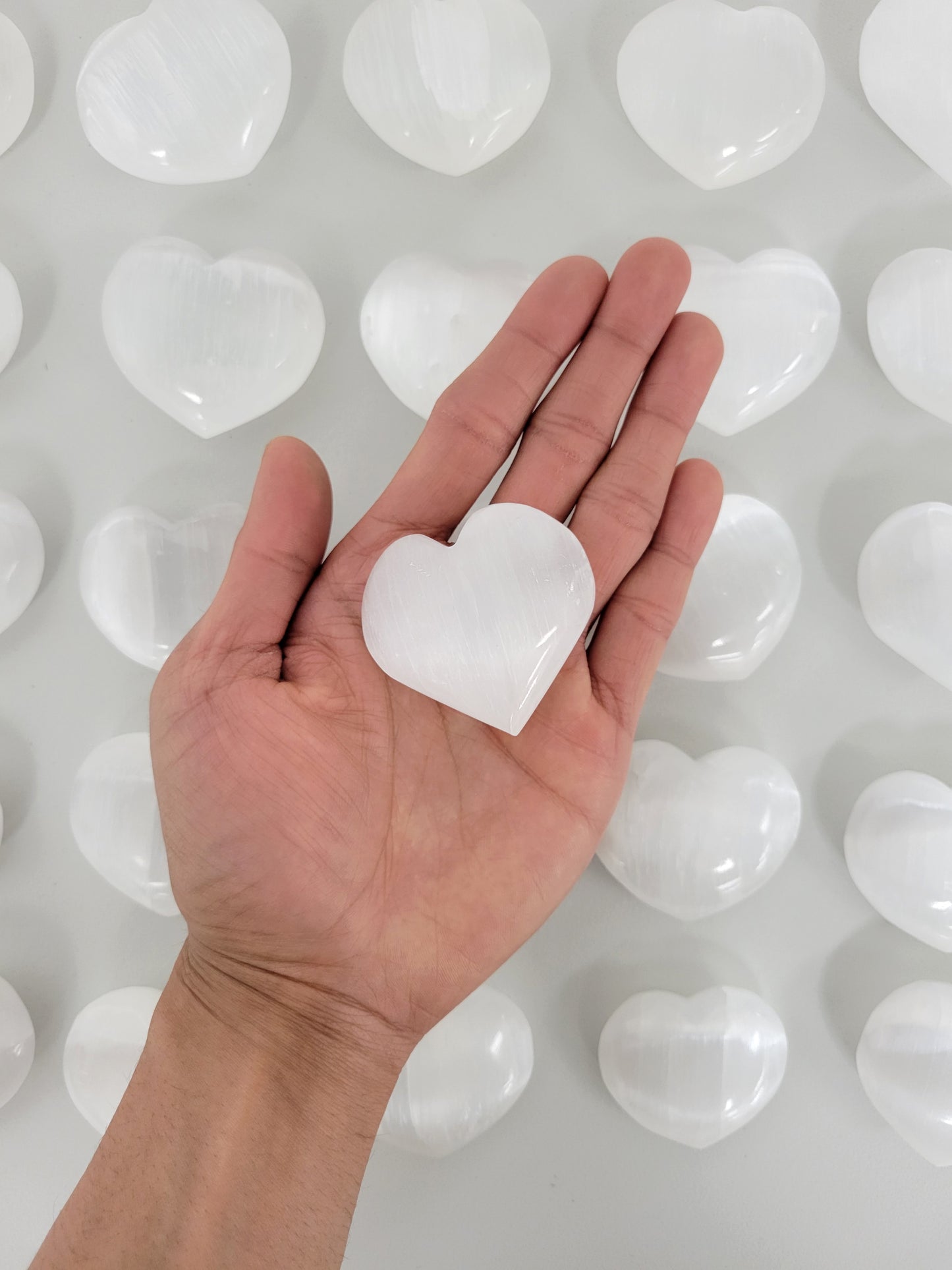 Polished Selenite Hearts