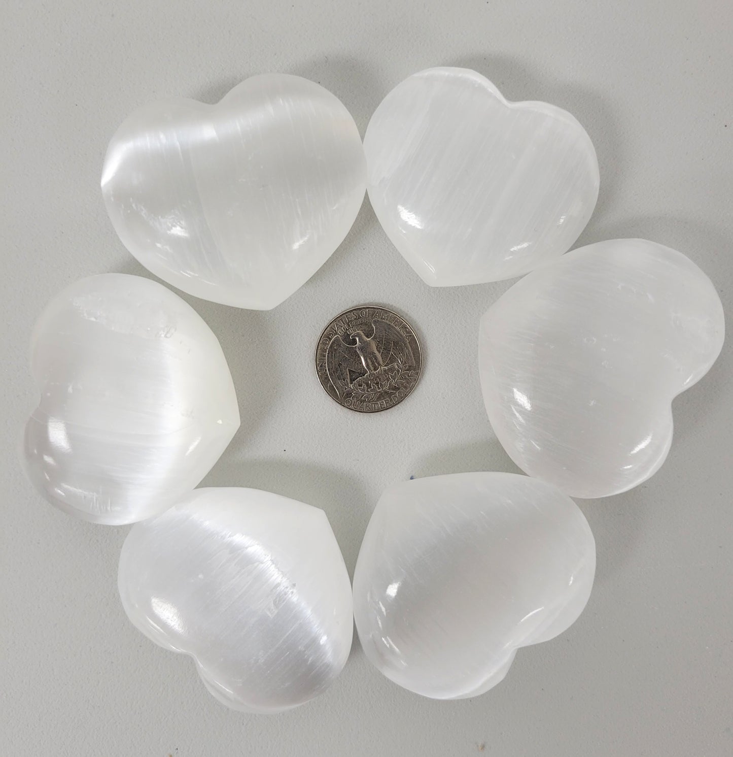 Polished Selenite Hearts