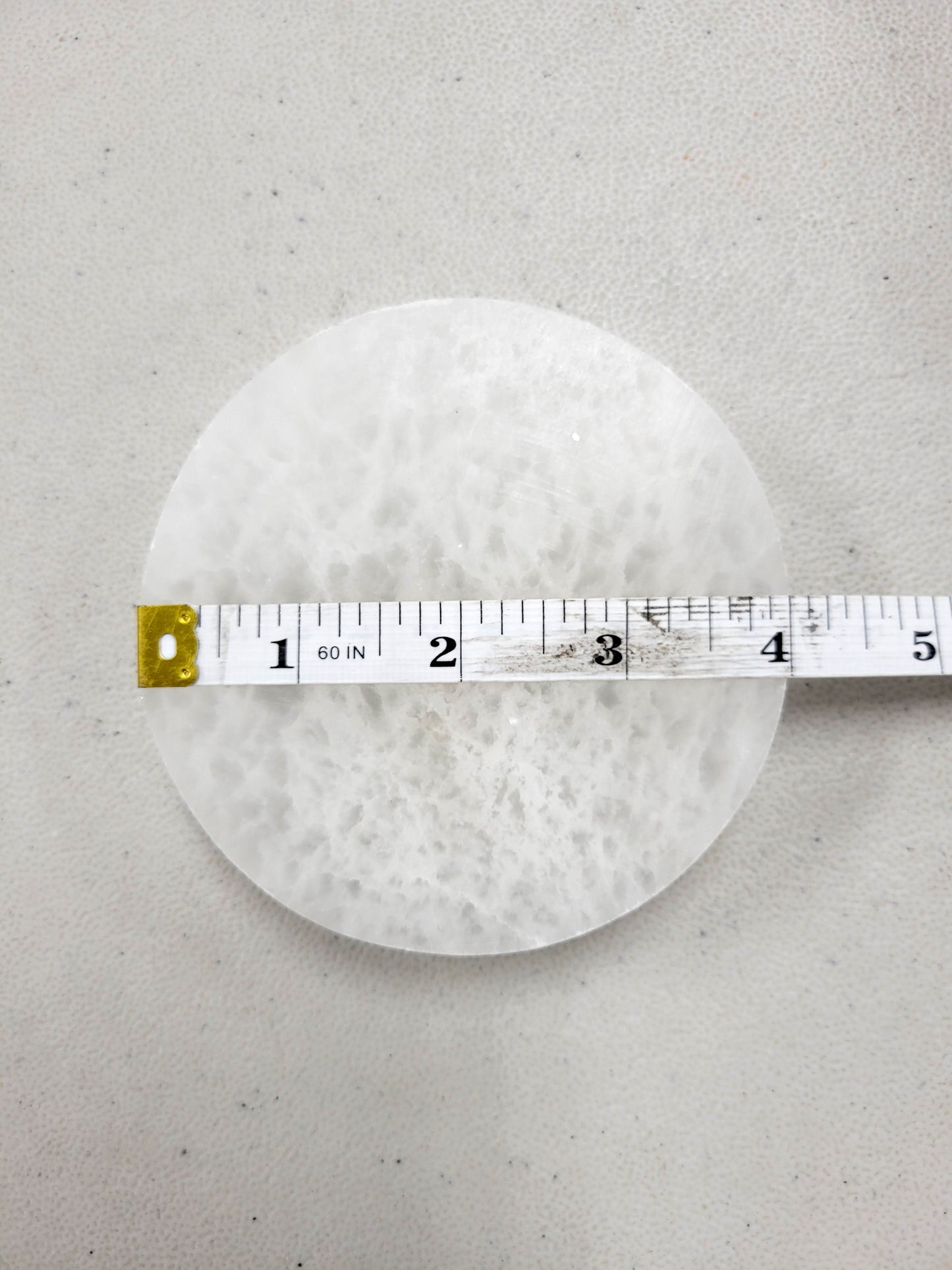 Polished Selenite Crystal Round Charging Plate 4"