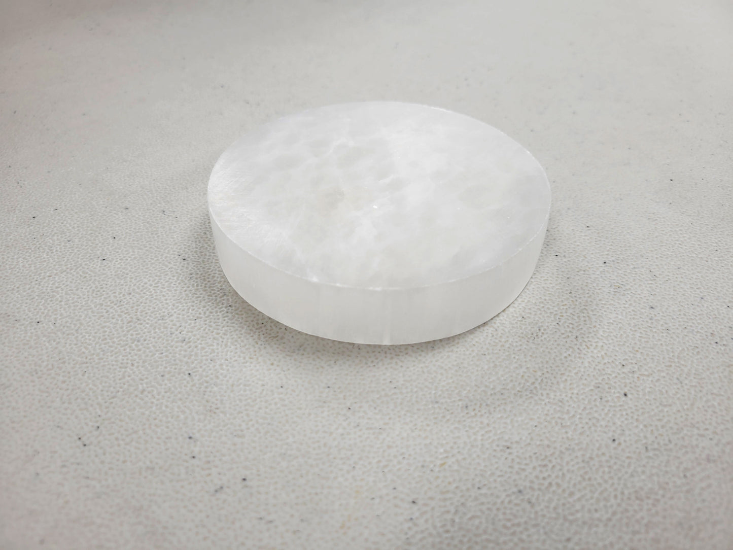 Polished Selenite Crystal Round Charging Plate 4"