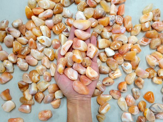 Tumbled Banded Orange Carnelian Crystals - Size 3/4 inch to 2 inches