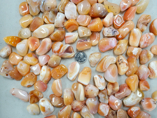 Tumbled Banded Orange Carnelian Crystals - Size 3/4 inch to 2 inches