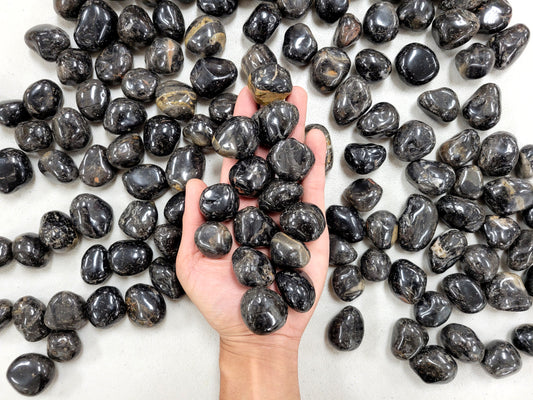 Tumbled Black Onyx Stones Bulk - Size Medium 1" to 2"