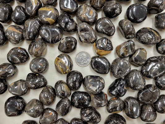 Tumbled Black Onyx Stones Bulk - Size Medium 1" to 2"