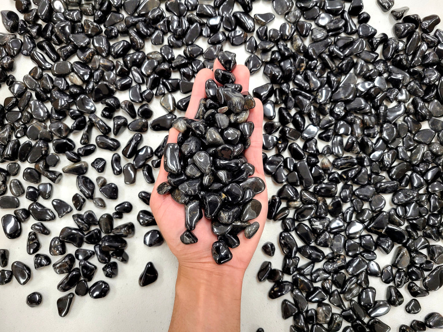 Small Tumbled Black Onyx Crystals - 1/4 inch to 1 inch - Bulk Tumbled Stones