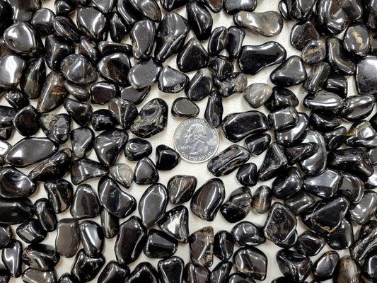 Small Tumbled Black Onyx Crystals - 1/4 inch to 1 inch - Bulk Tumbled Stones
