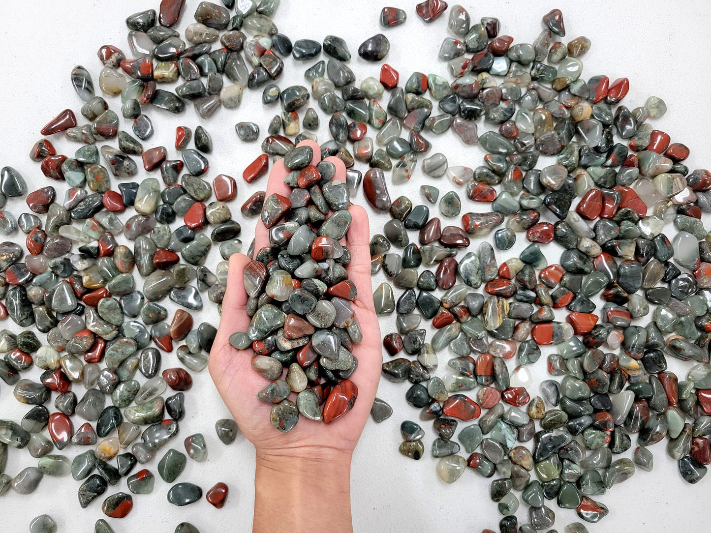 Small Tumbled Bloodstone Crystals - 1/4 inch to 1 inch pieces - Bulk Tumbled Stones