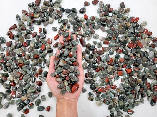 Small Tumbled Bloodstone Crystals - 1/4 inch to 1 inch pieces - Bulk Tumbled Stones