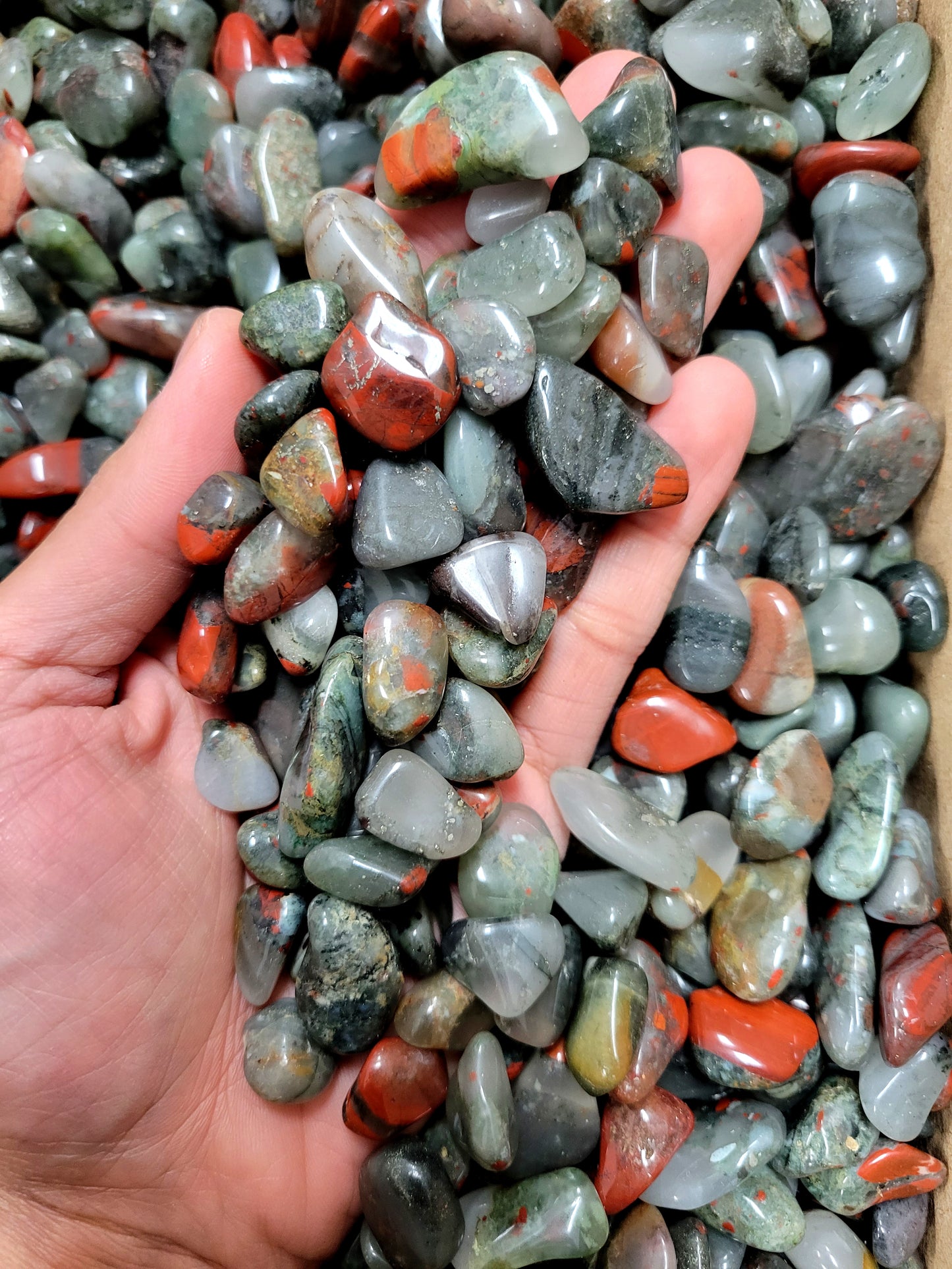 Small Tumbled Bloodstone Crystals - 1/4 inch to 1 inch pieces - Bulk Tumbled Stones