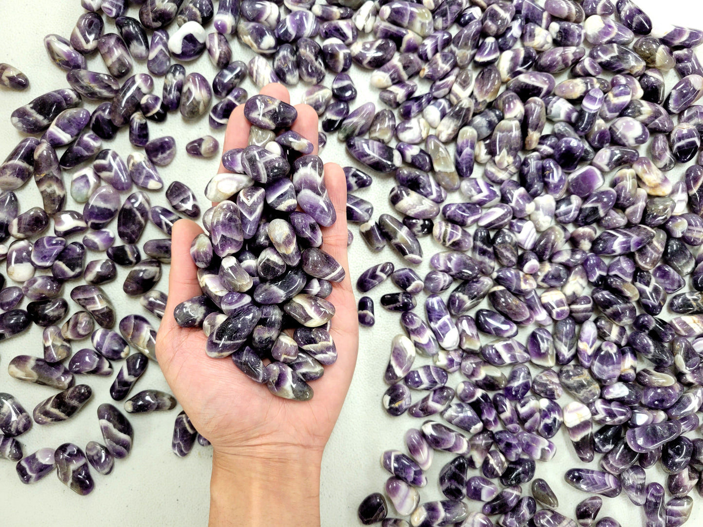 Small Tumbled Chevron Amethyst Crystals - Bulk Tumbled Stones