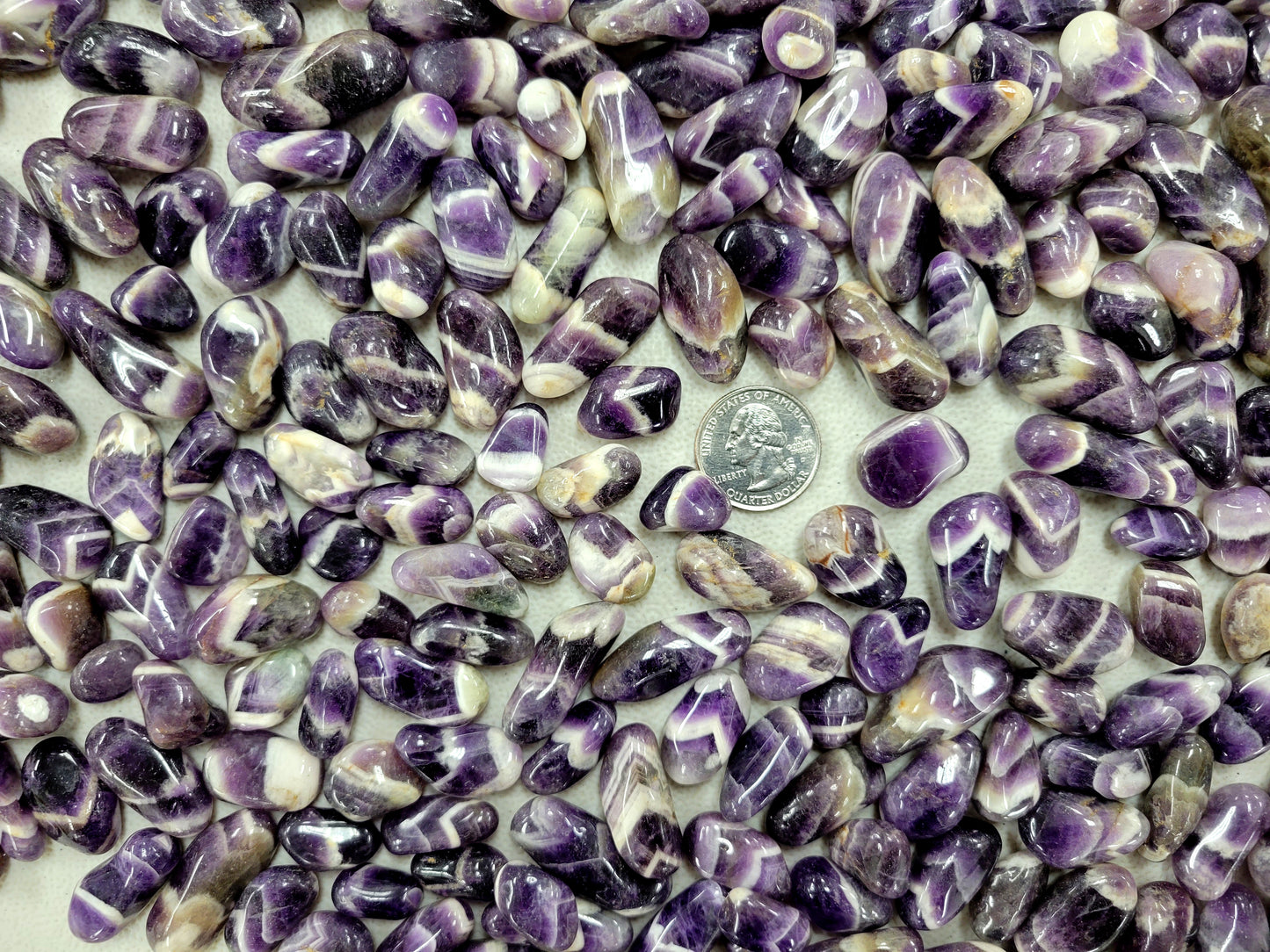 Small Tumbled Chevron Amethyst Crystals - Bulk Tumbled Stones