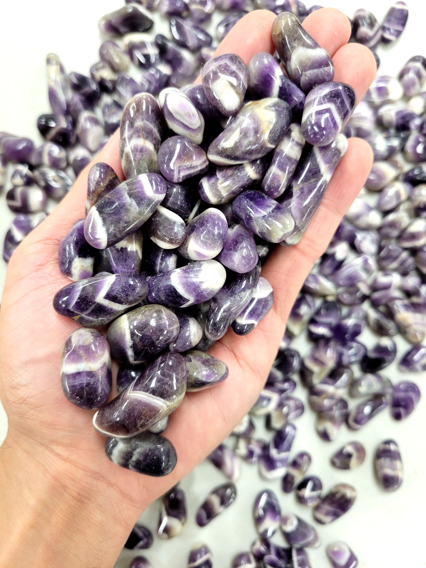 Small Tumbled Chevron Amethyst Crystals - Bulk Tumbled Stones