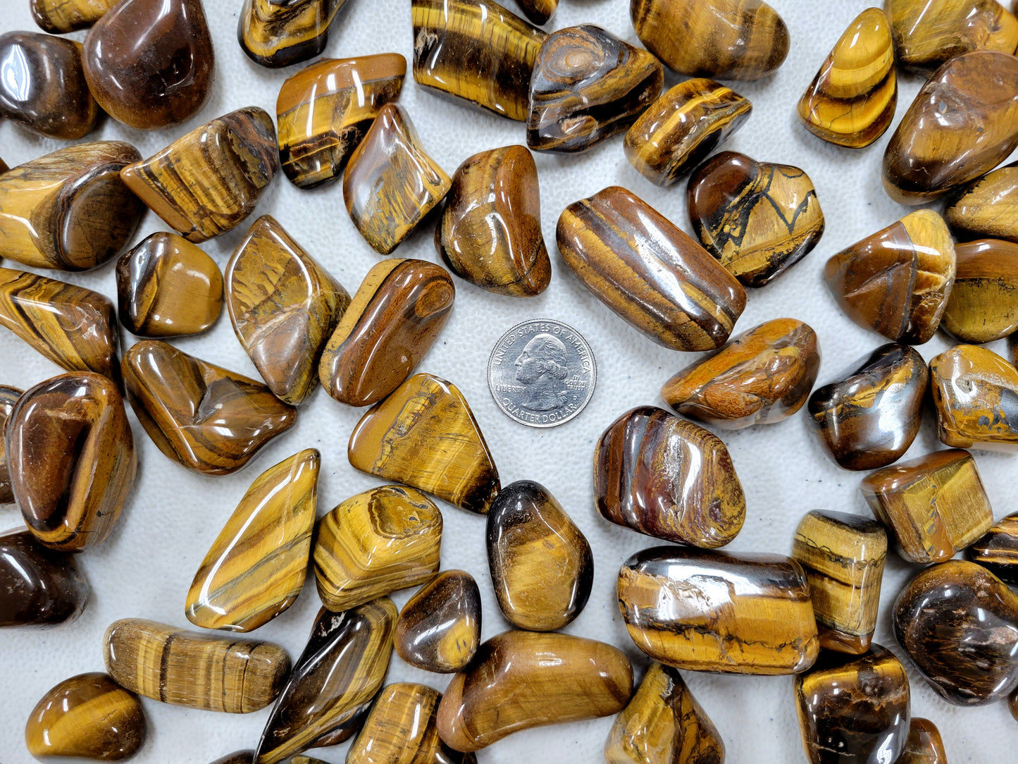 Bulk Tumbled Golden Tiger's Eye Crystal Stones - Size Medium - 1 inch to 2 inches