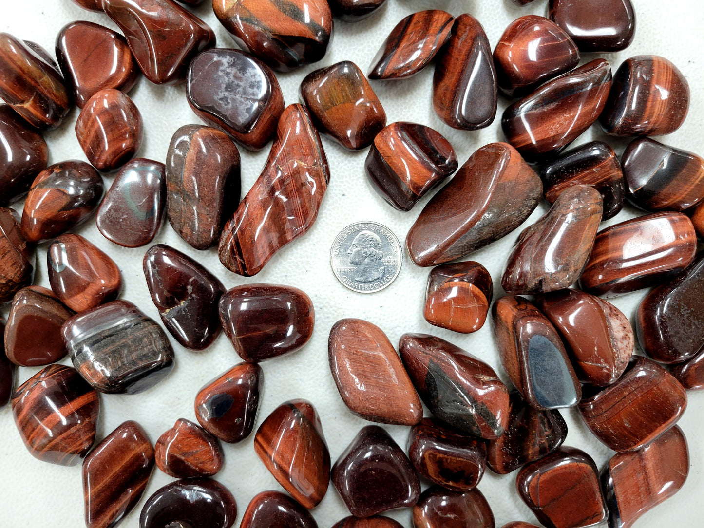 Bulk Tumbled Red Tiger's Eye Crystal Stones - Size Medium - 1 inch to 2 inch