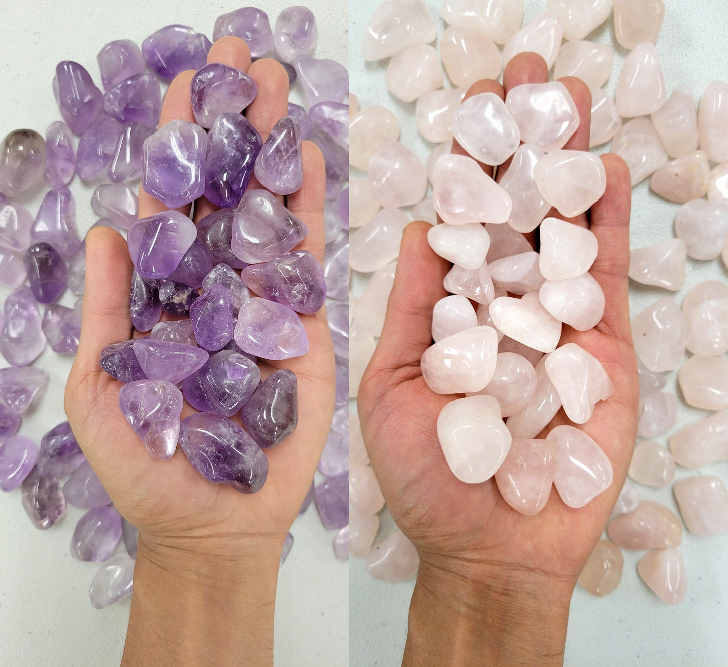 Tumbled Amethyst & Rose Quartz Combo - Bulk Tumbled Stones