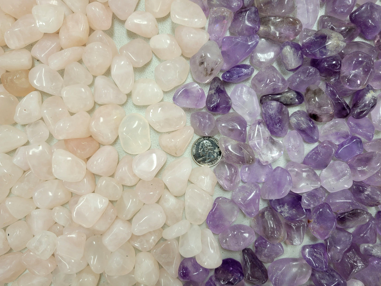 Tumbled Amethyst & Rose Quartz Combo - Bulk Tumbled Stones