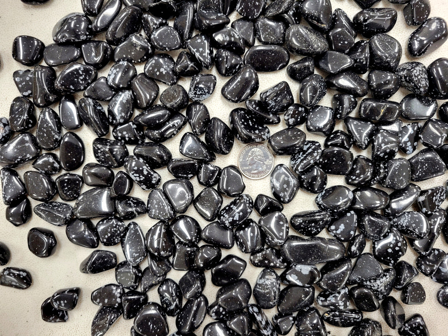 Tumbled Snowflake Obsidian Crystal Stones Bulk - Size Small 1/2 inch to 1 inch