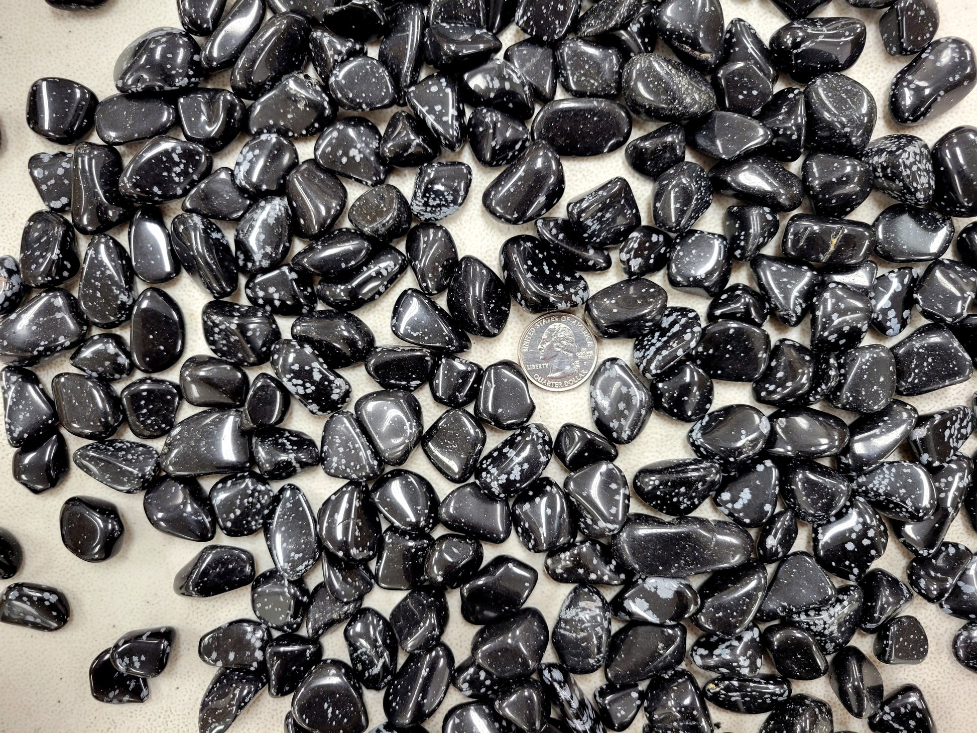Snowflake Ob Tumbled Snowflake Obsidian Crystal Stones Bulk - Size Small 1/2 inch t ...