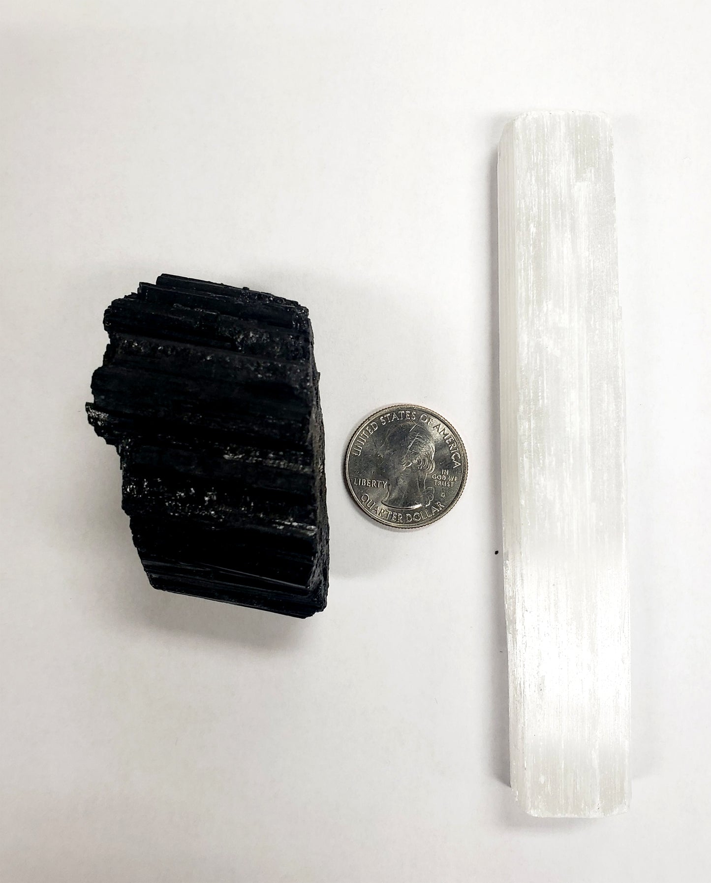 Tourmaline Chunk & Selenite Stick Bundle -Healing Crystals Set